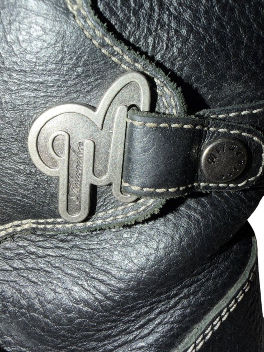 Milwaukee Motorcycle Clothing Co Womens Black Leather Ankle Boots Size 9B MVB237 - Picture 4 of 11